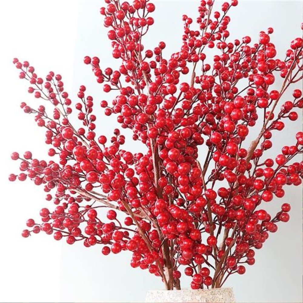 Artificial Red Berries Christmas Berries Stems, Christmas Decorations